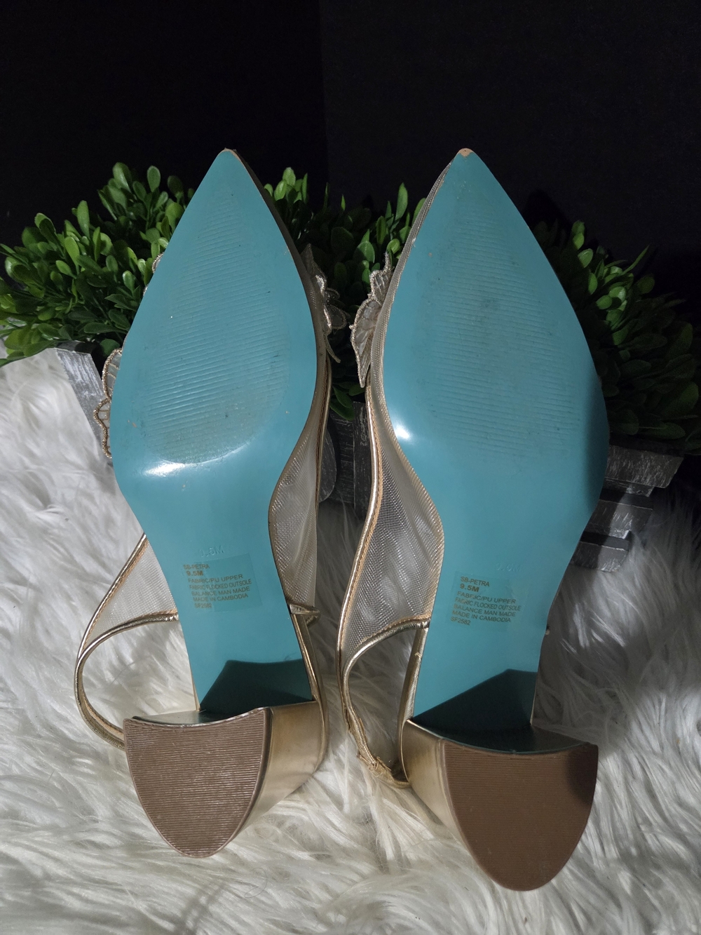 Betsey Johnson Petra Gold Floral Slingback Block Heels. Size 9.5 - Picture 13 of 14